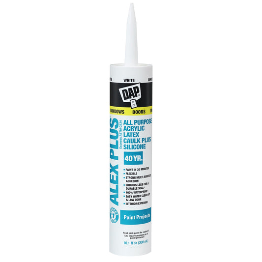 Dap Alex Plus® All Purpose Acrylic Latex Caulk Plus Silicone White 10.1 FL OZ